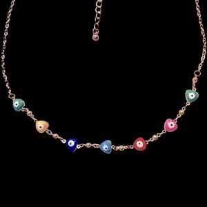 Colorful Evil Eye Heart Necklace